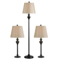 3-Piece Floor Lamp and Table Desk Lamp Set in Black