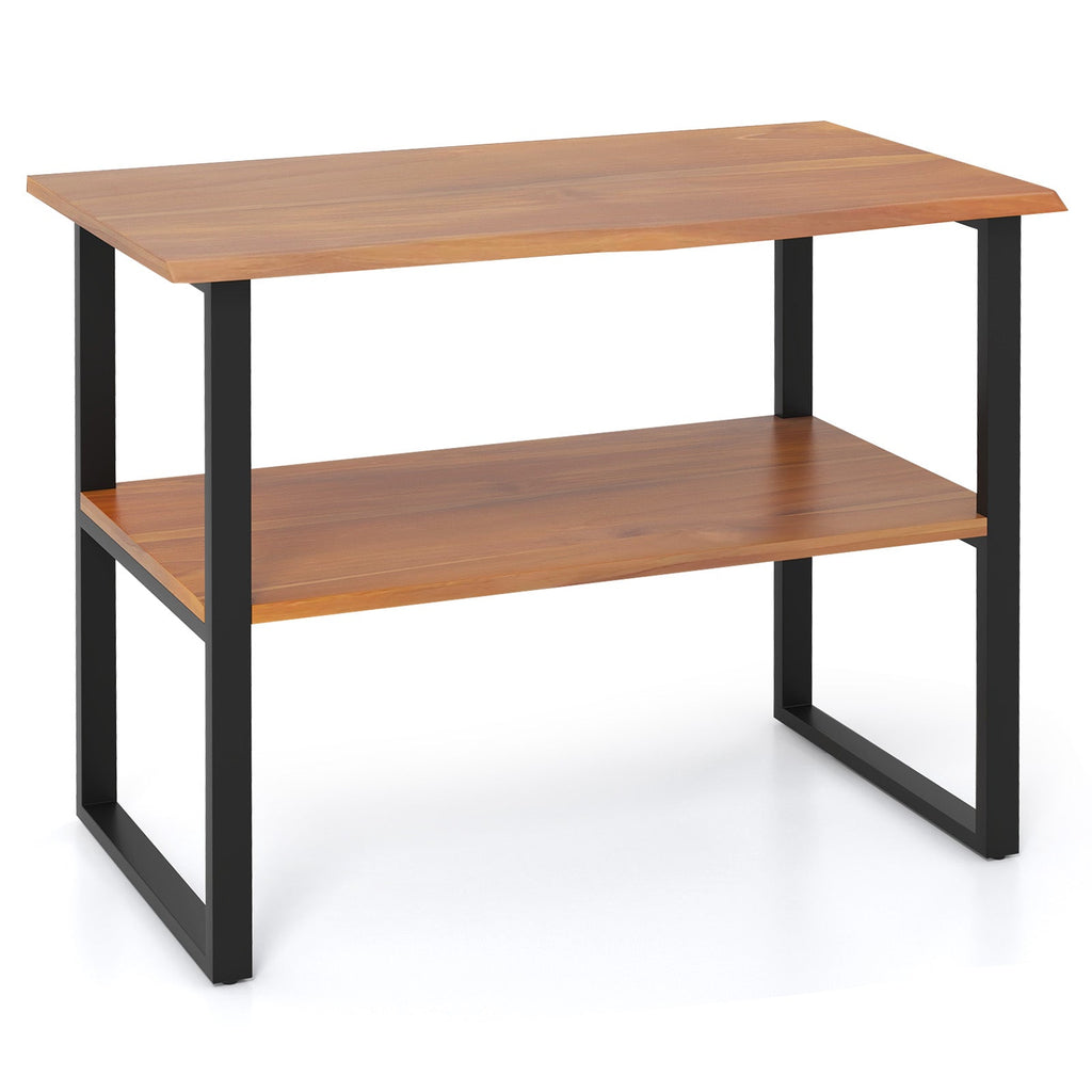 2-Tier Teak Wood End Table