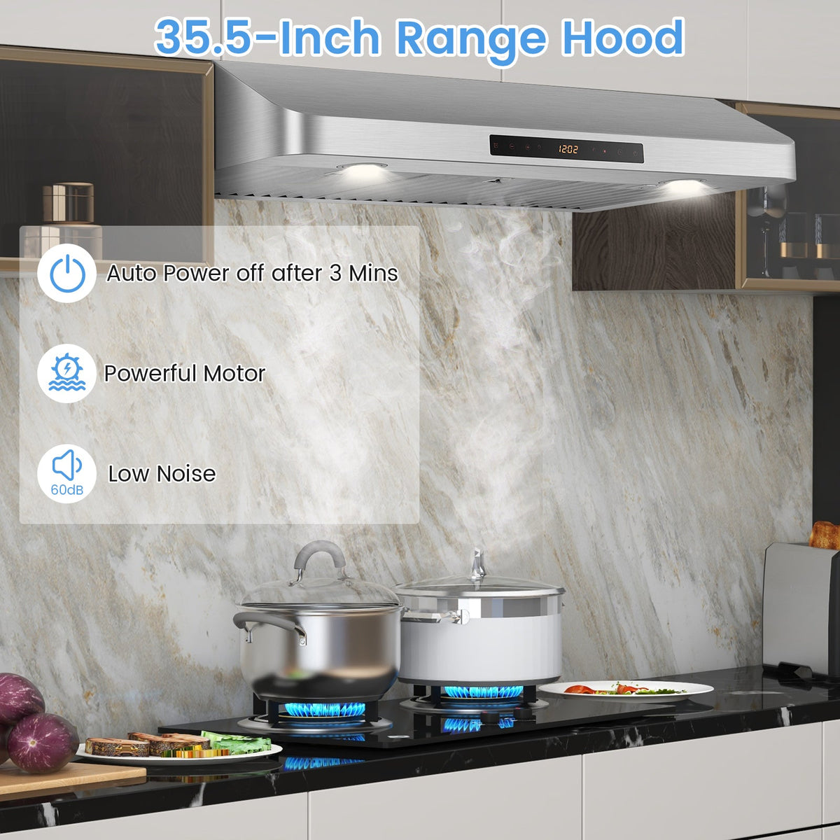 35.5/29.5 Inch Under Cabinet Range Hood 900 CFM Kitchen Vent