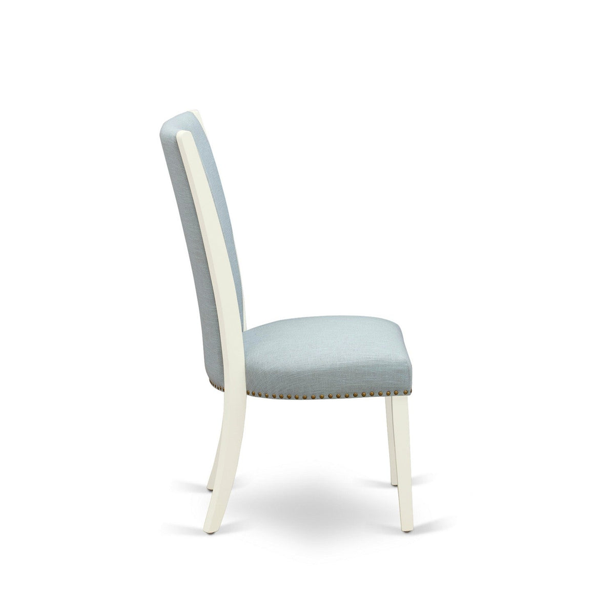 3 Pc Dining Room Set - 2 Baby Blue Linen Dining Chairs with High Back