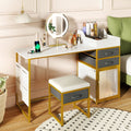 Vanity Desk with Rotatable Lighted Mirror 55 Inch Makeup Vanity Table-White