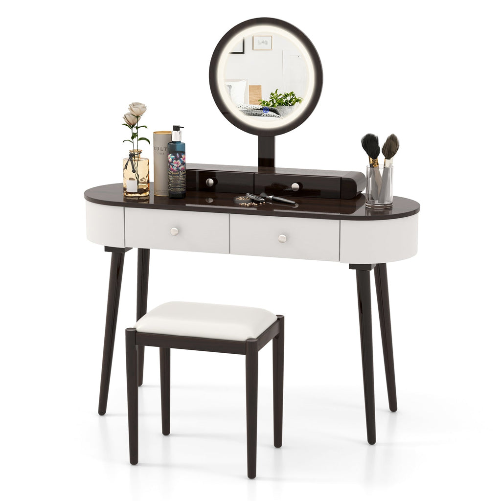 Makeup Vanity Table with LED Mirror and 3 Drawers
