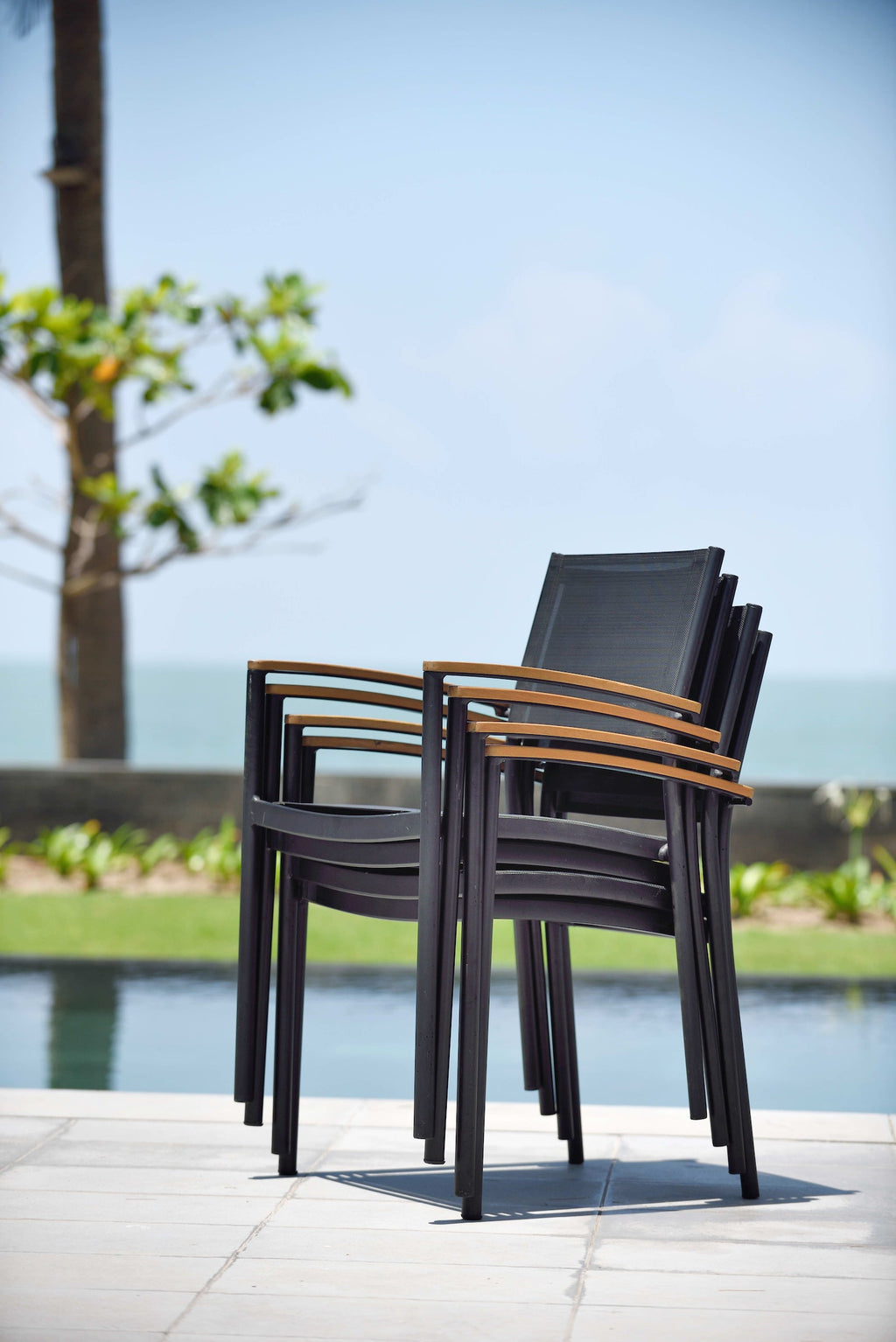 Rectangular Table and 4 Stacking Armchair Dining Set