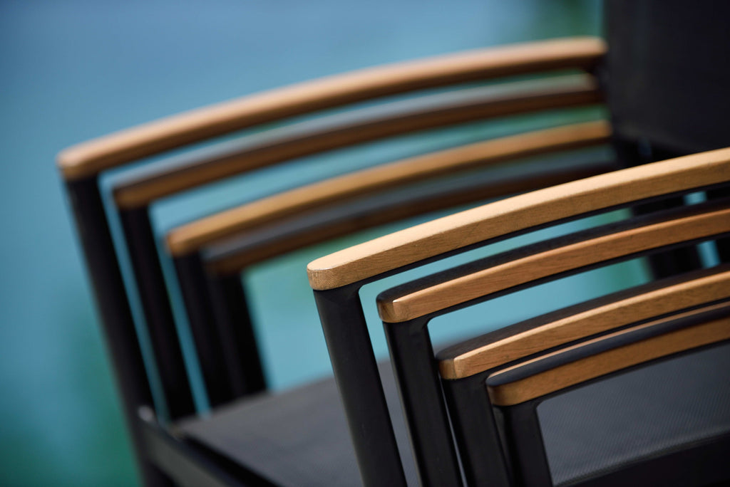 Rectangular Table and 4 Stacking Armchair Dining Set