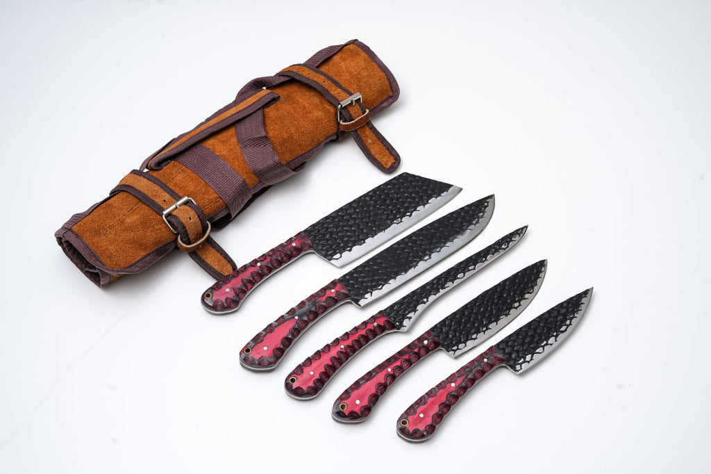 5-Piece Hand-Forged Kitchen Knife Set - Dragon Scale Carbon Steel