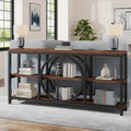 Wood Sofa Console Table with 3 Tier Storage, 70.9 inch, Black