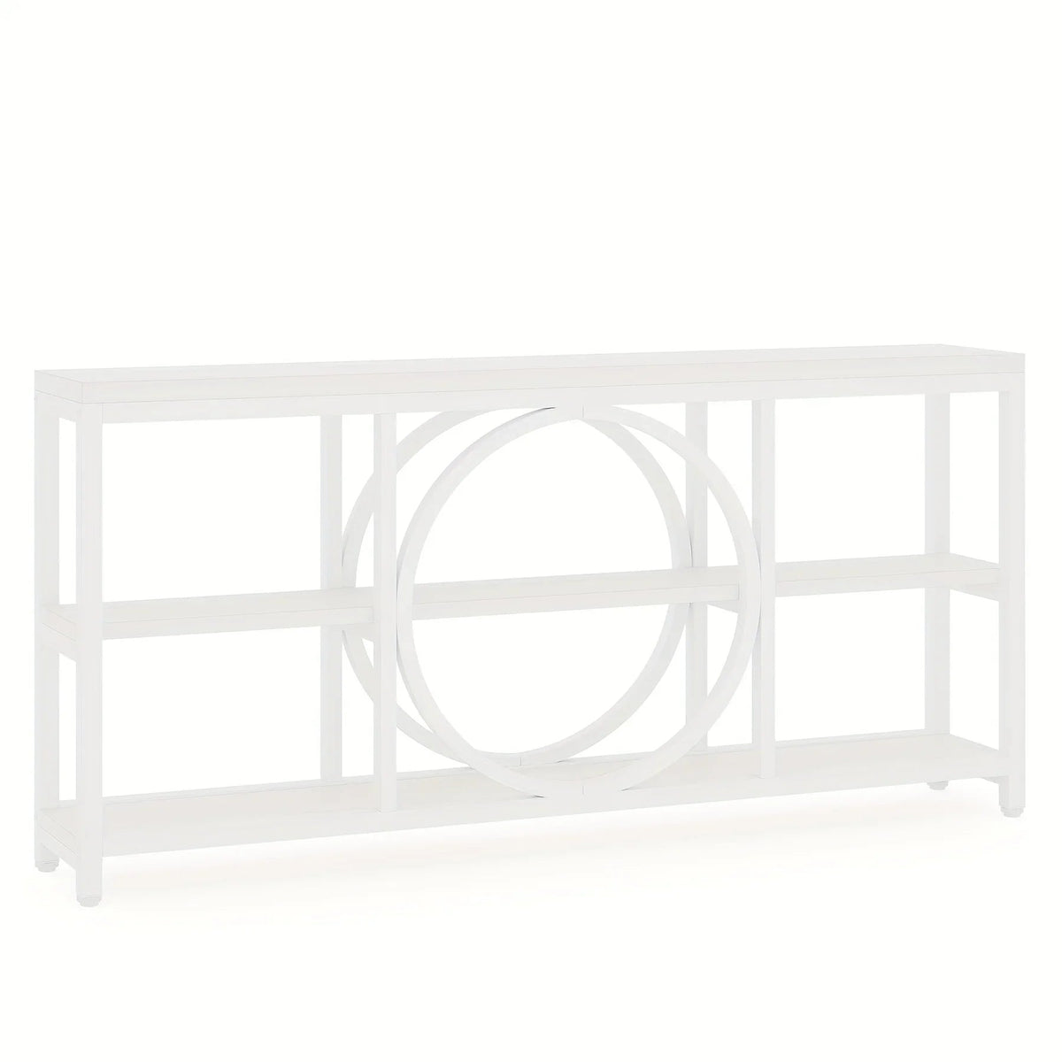 Wood Sofa Console Table with 3 Tier Storage, 70.9 inch, Black