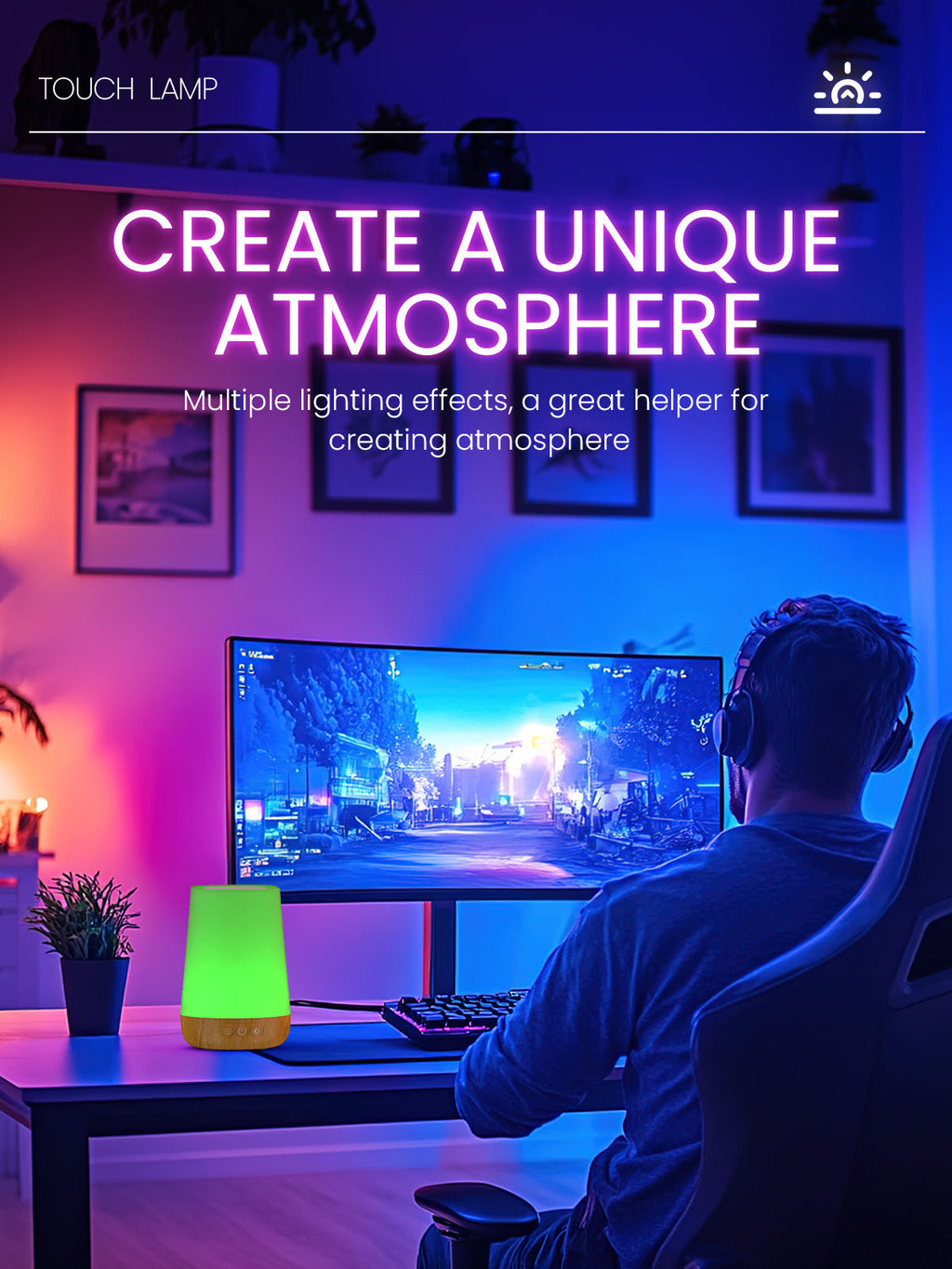 Touch Bedside Table Lamp,4 LIGHTING MODES AVAILABLE,  Rechargeable Desk Lamp, Dimmable Night Light with RGB Color Changing,Portable Lamp for Baby, Bedroom, Living Room