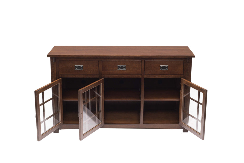 (Micheal's Cherry) Craftsman Mission Solid Oak Sideboard - 65"