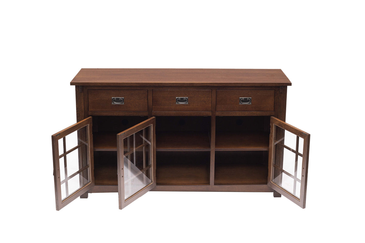 (Micheal's Cherry) Craftsman Mission Solid Oak Sideboard - 65"