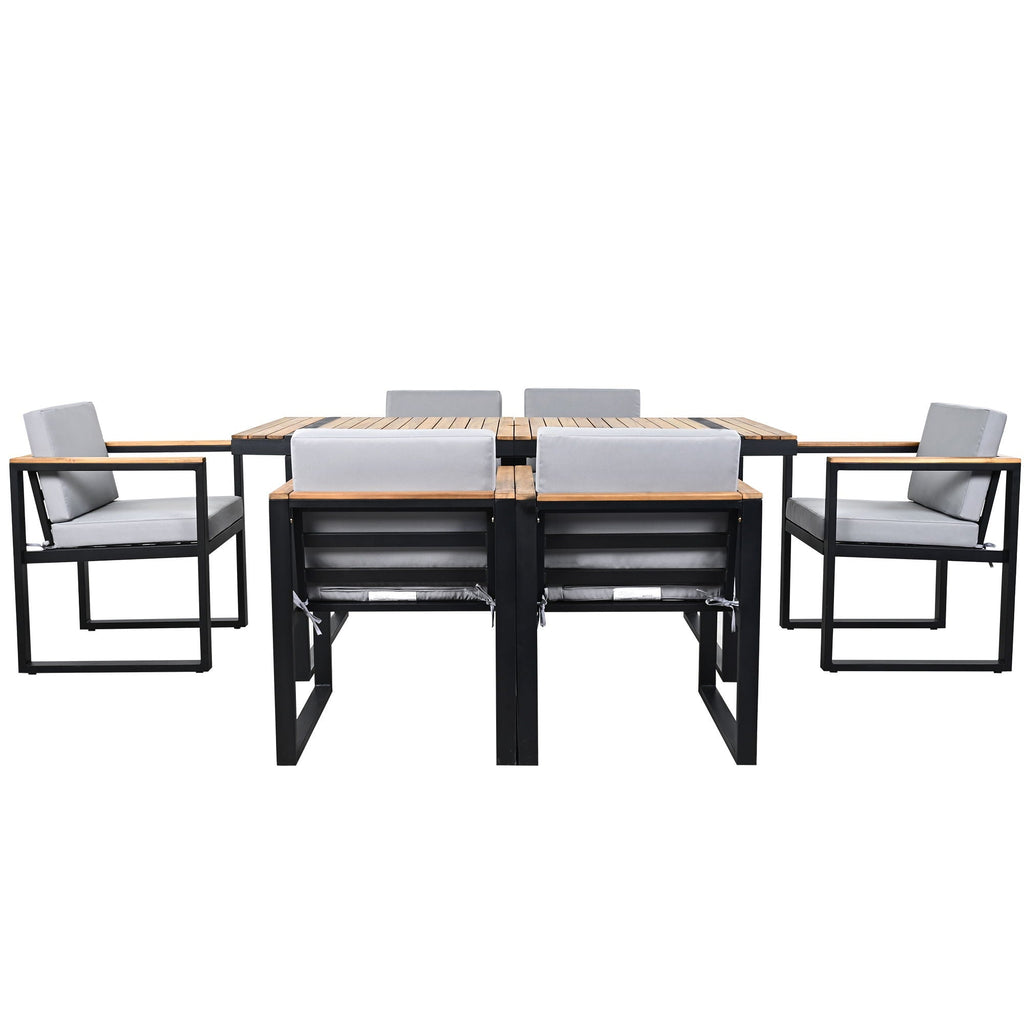 7 Pieces Dining Set Table And Chair Set With And Removable Cushions For Patio
