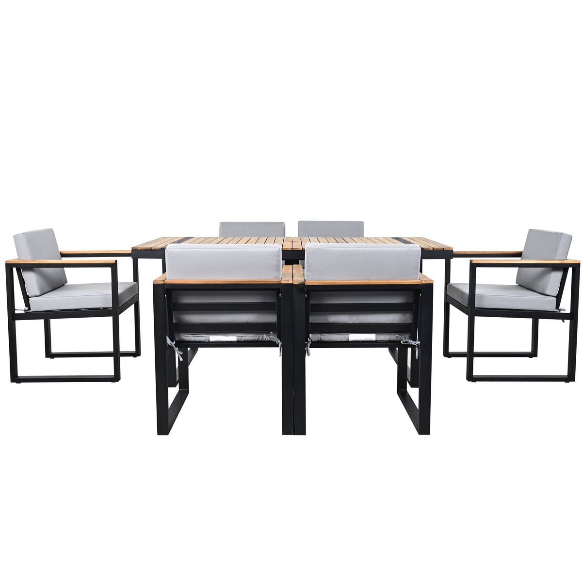 7 Pieces Dining Set Table And Chair Set With And Removable Cushions For Patio