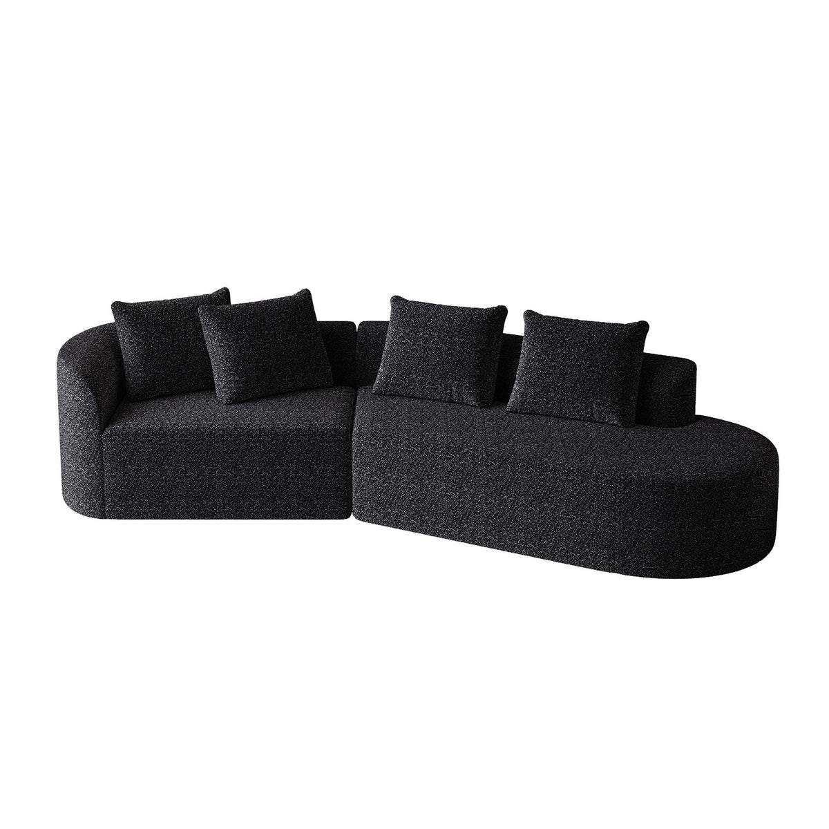 Oversized Sectional Sofa, 4 Seater Extra Deep, Wide Curved Couch With 4 Throw Pillows