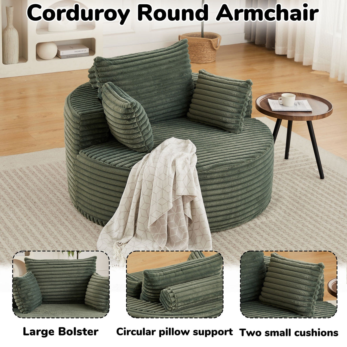 Modern Single Sofa With Backrest Pillow