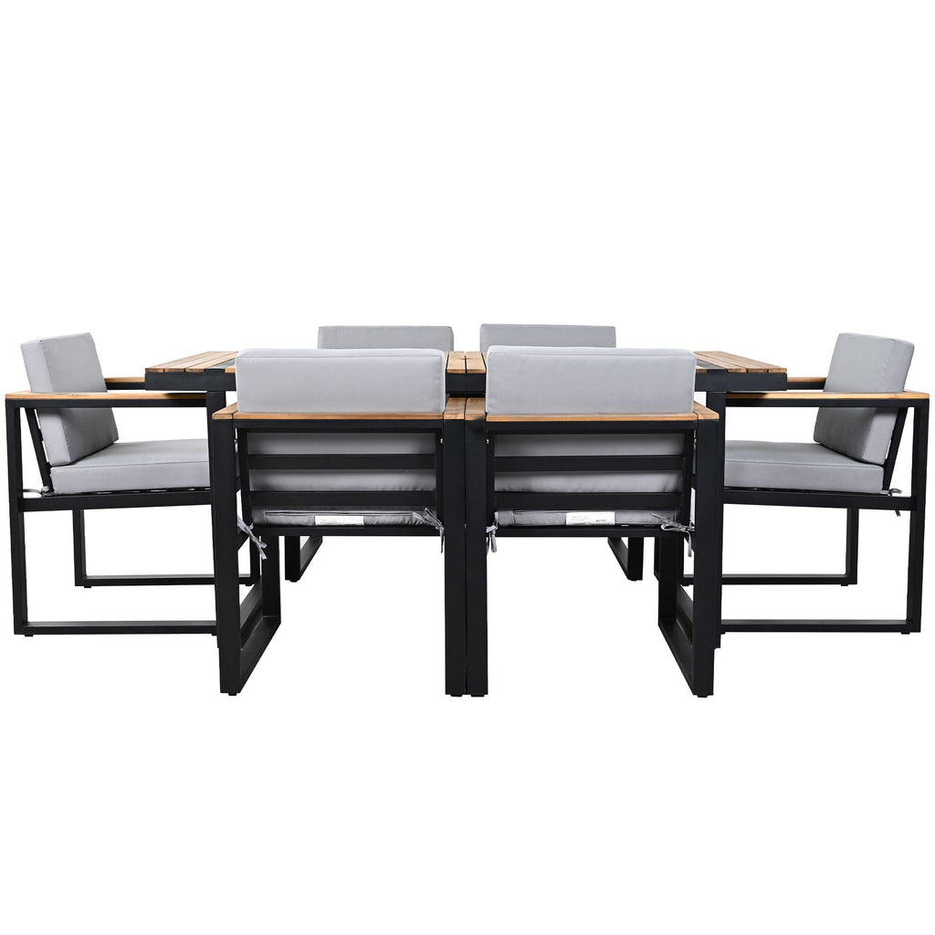 7 Pieces Dining Set Table And Chair Set With And Removable Cushions For Patio