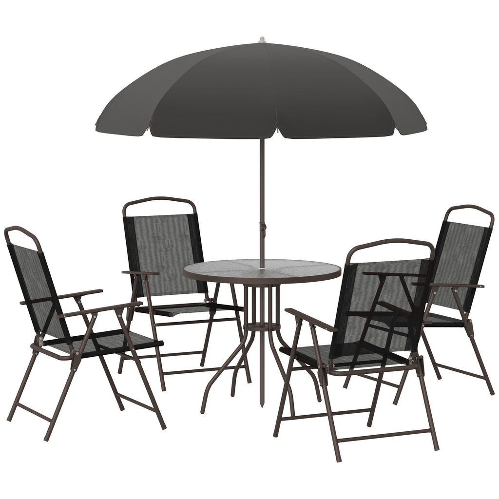 Patio Dining Set With Table Umbrella, Folding Chairs And Dining Table