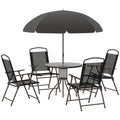Patio Dining Set With Table Umbrella, Folding Chairs And Dining Table