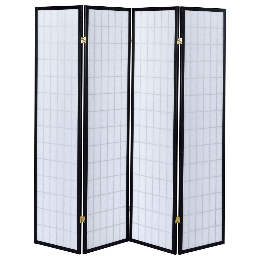 Roberto 4-Panel Room Divider Folding Shoji Screen Black