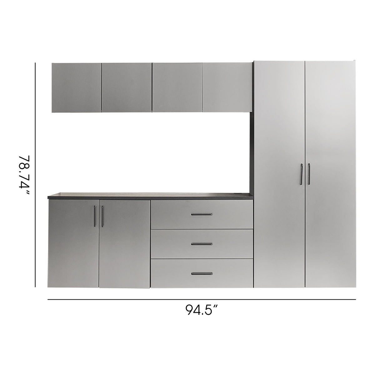 Garage Cabinet Set B With Soft Closing Drawers - Metallic Gray