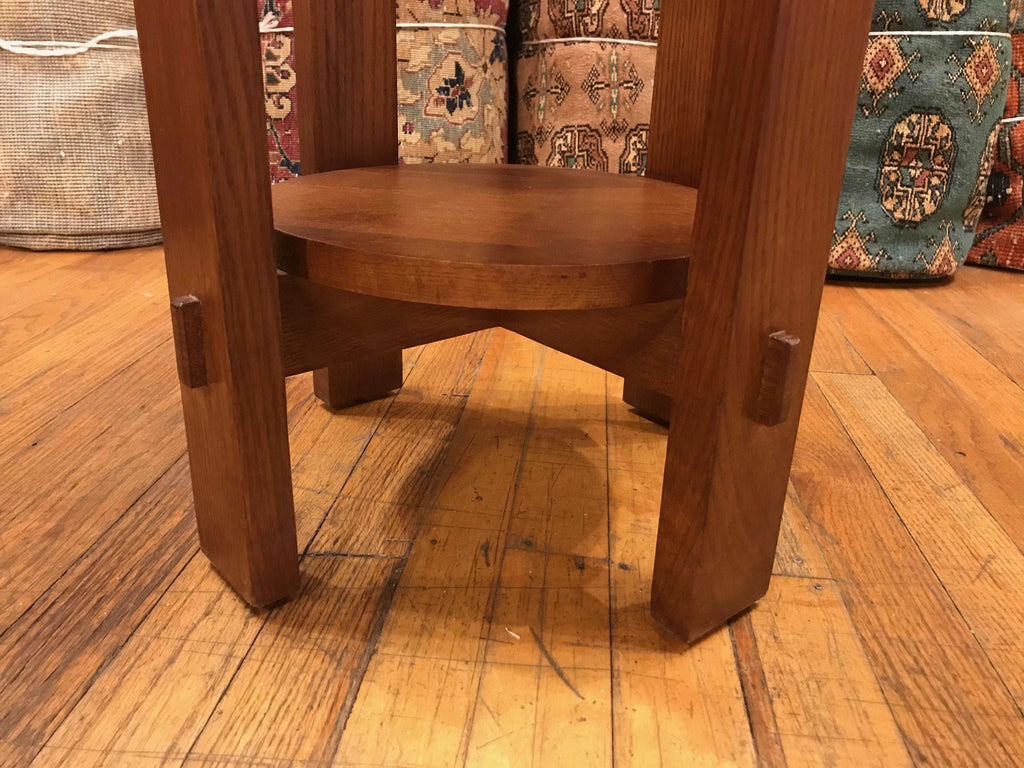 Mission Style Oak Round End Table