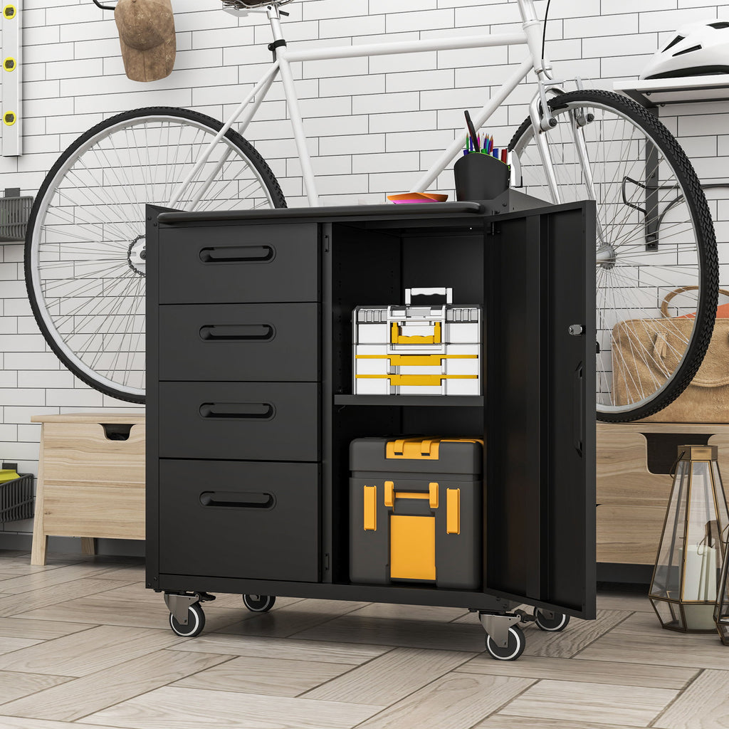 Sturdy Metal Tool Storage Cabinet With Wheels
