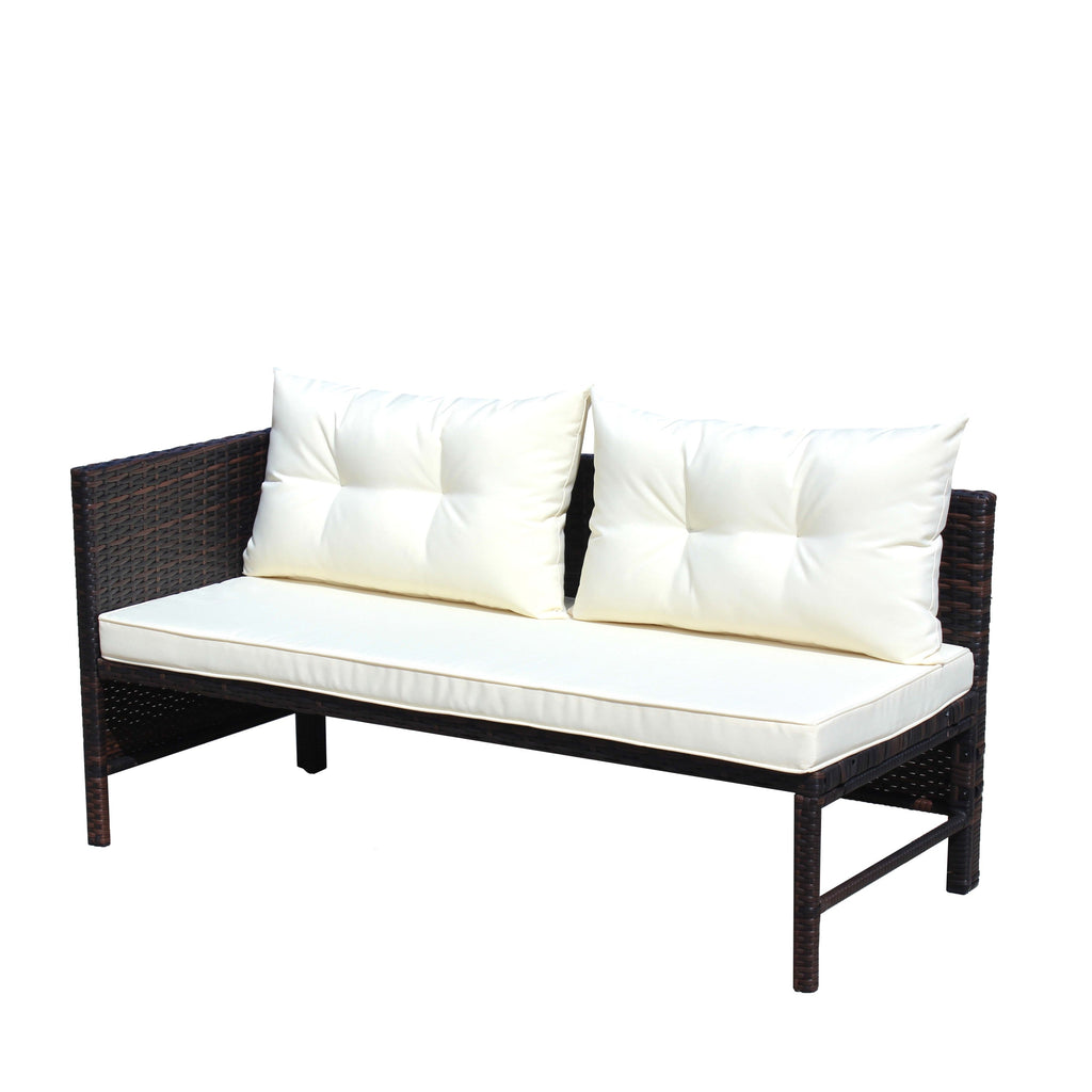Patio 3-Piece Conversation Set with Wicker Rattan Sectional Sofa