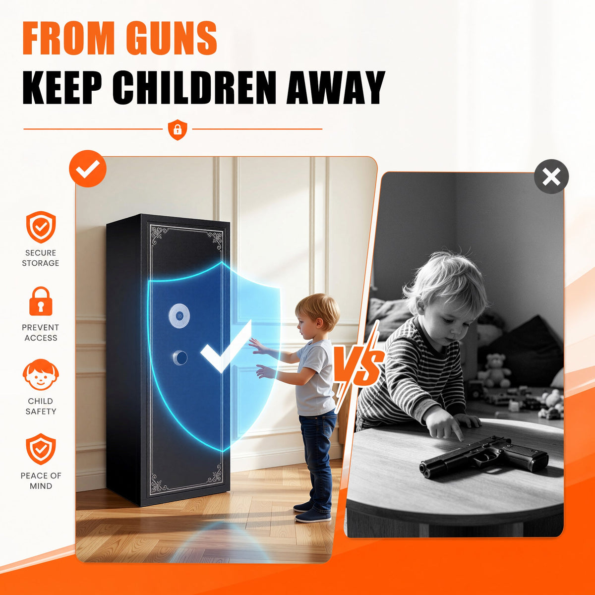 Biometric Large Gun Safe - 57" Quick Access Rifle Safe