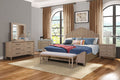 Panel Bedroom Set With 3 Drawer Nightstand, Casual Dresser, Cane Mirror