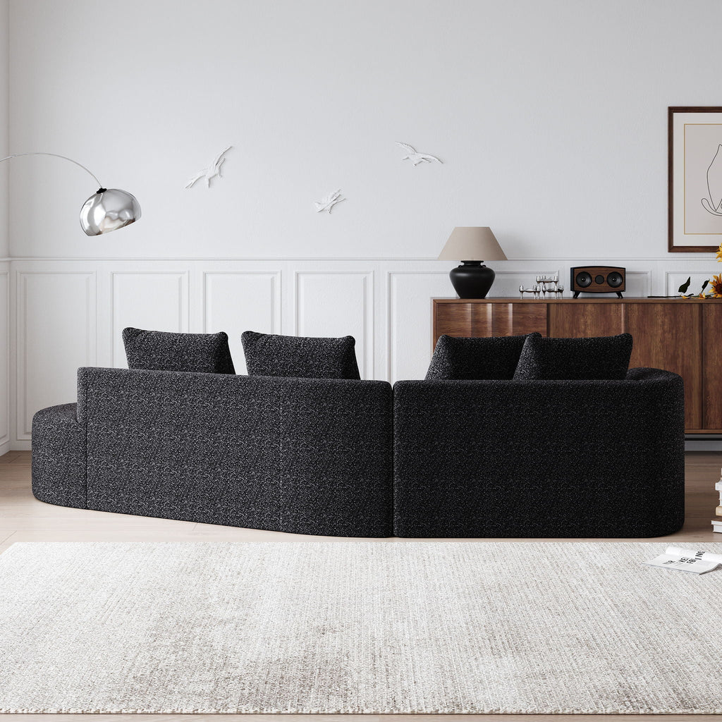 Oversized Sectional Sofa, 4 Seater Extra Deep, Wide Curved Couch With 4 Throw Pillows