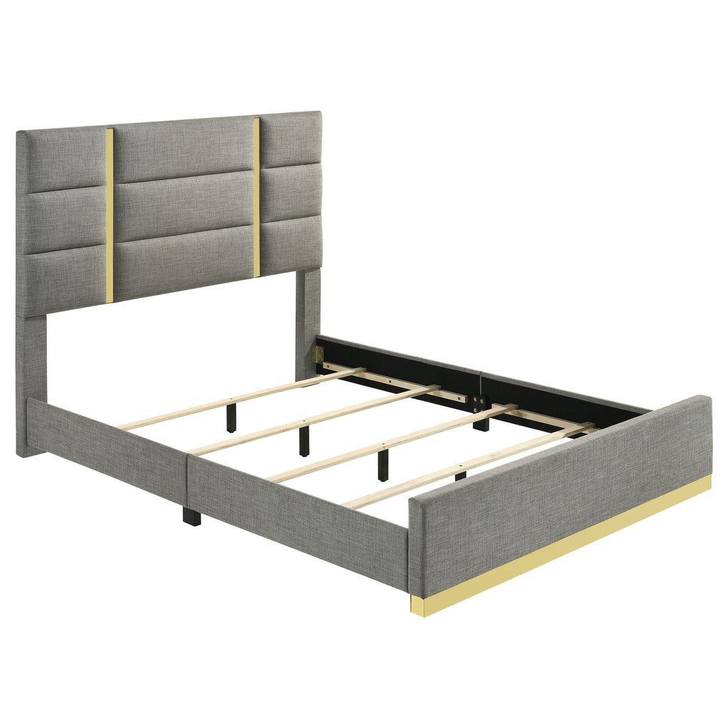 Ines 4-piece Queen Bedroom Set Grey and White High Gloss