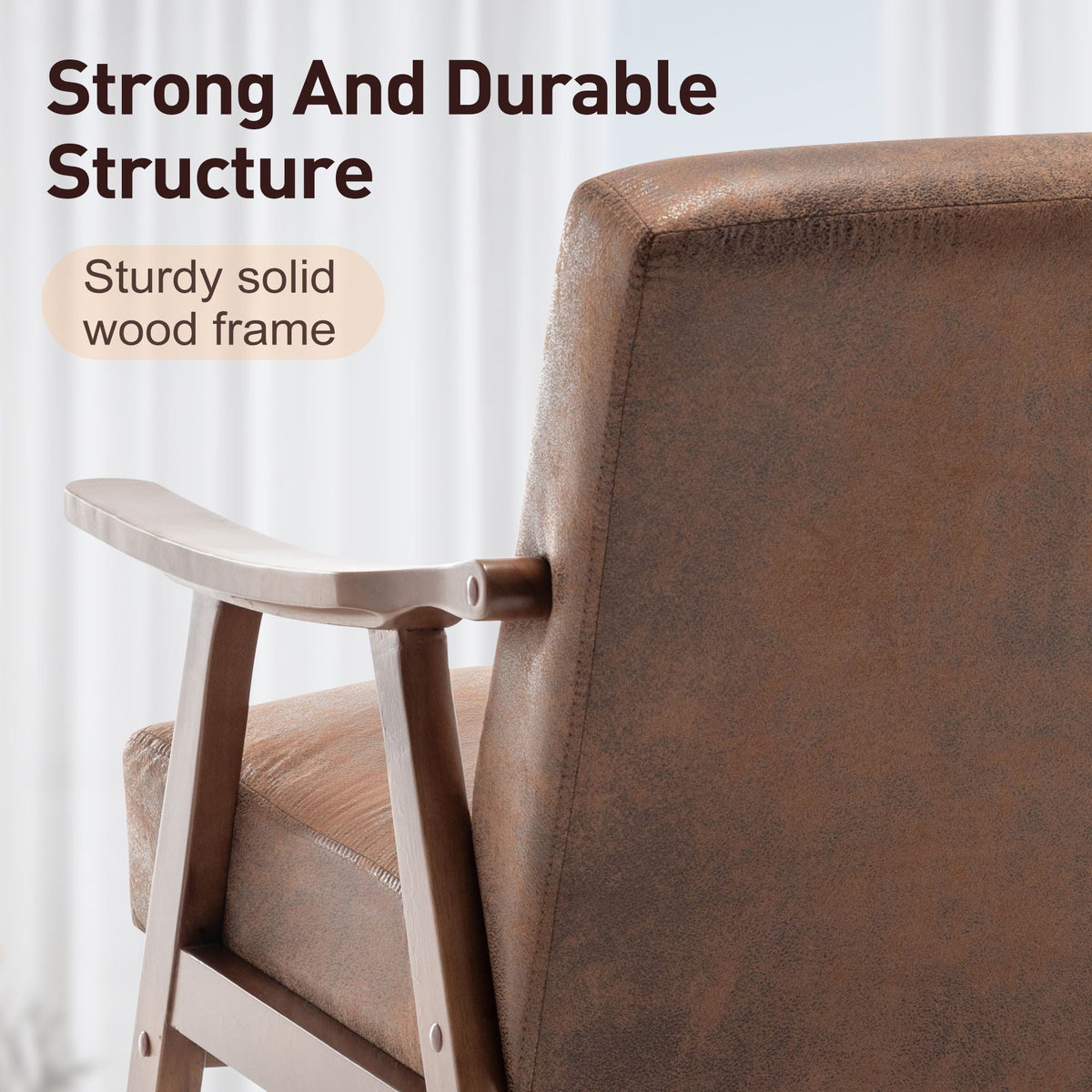 Mid Century Modern Accent Chair With Solid Wood Frame