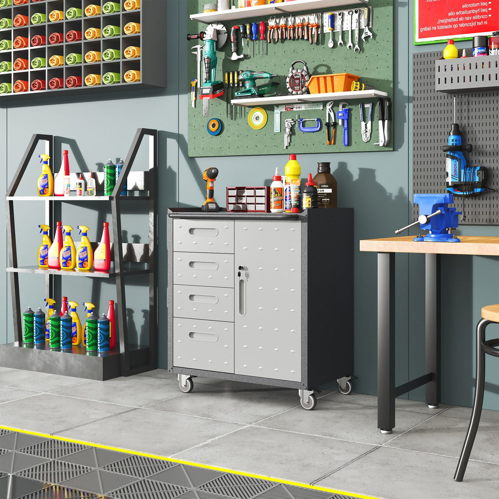 Sturdy Metal Tool Storage Cabinet With Wheels