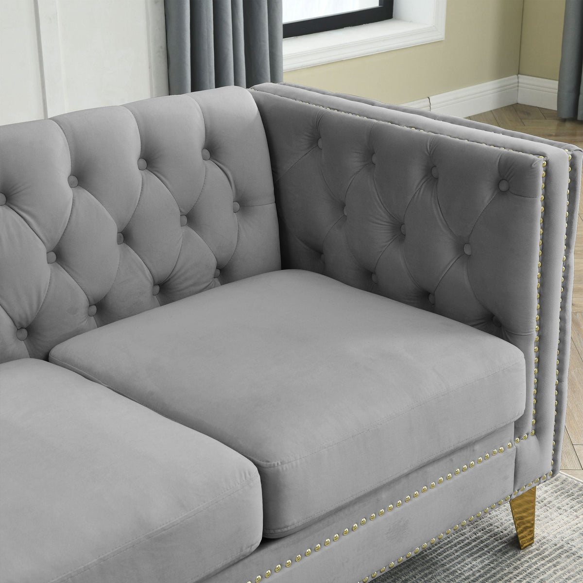 Upholstered Couch Sofa With Button Tufting