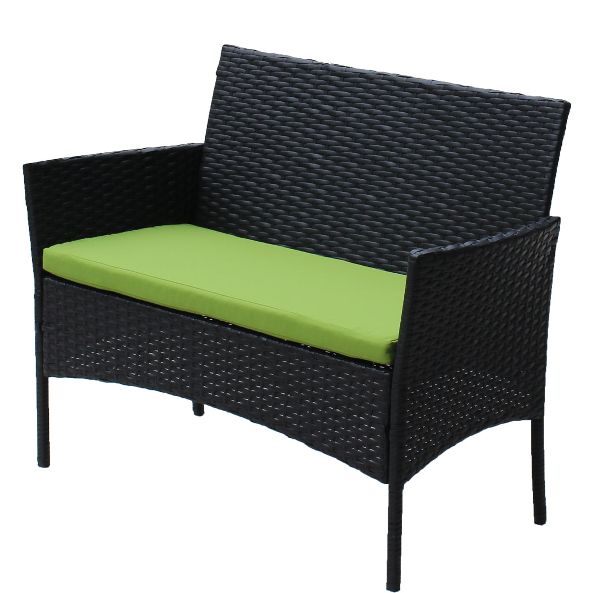 4 PC Rattan Patio Set Outdoor Cushioned Wicker Sofa Green Cushion