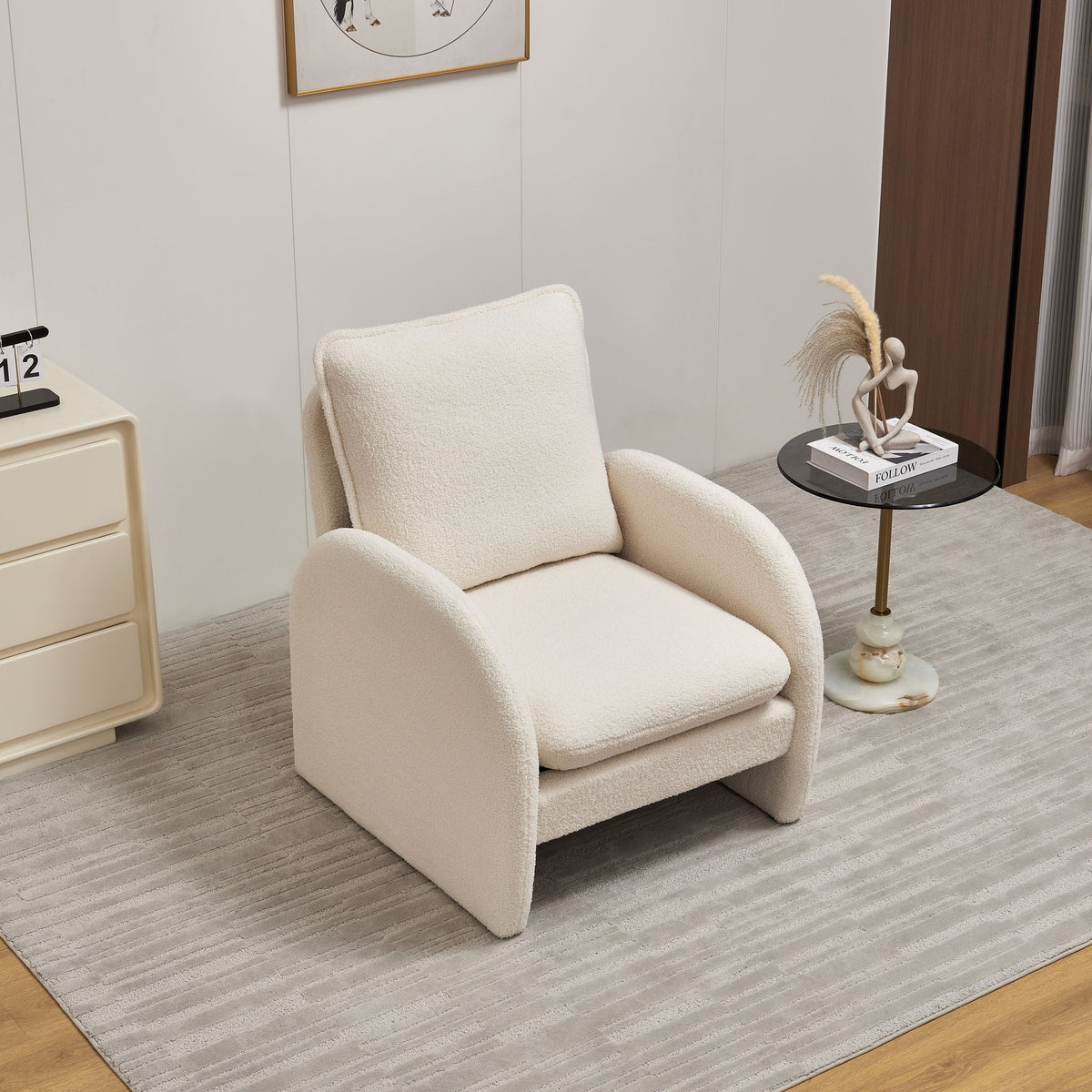 Modern Sherpa Upholstered Accent Chair