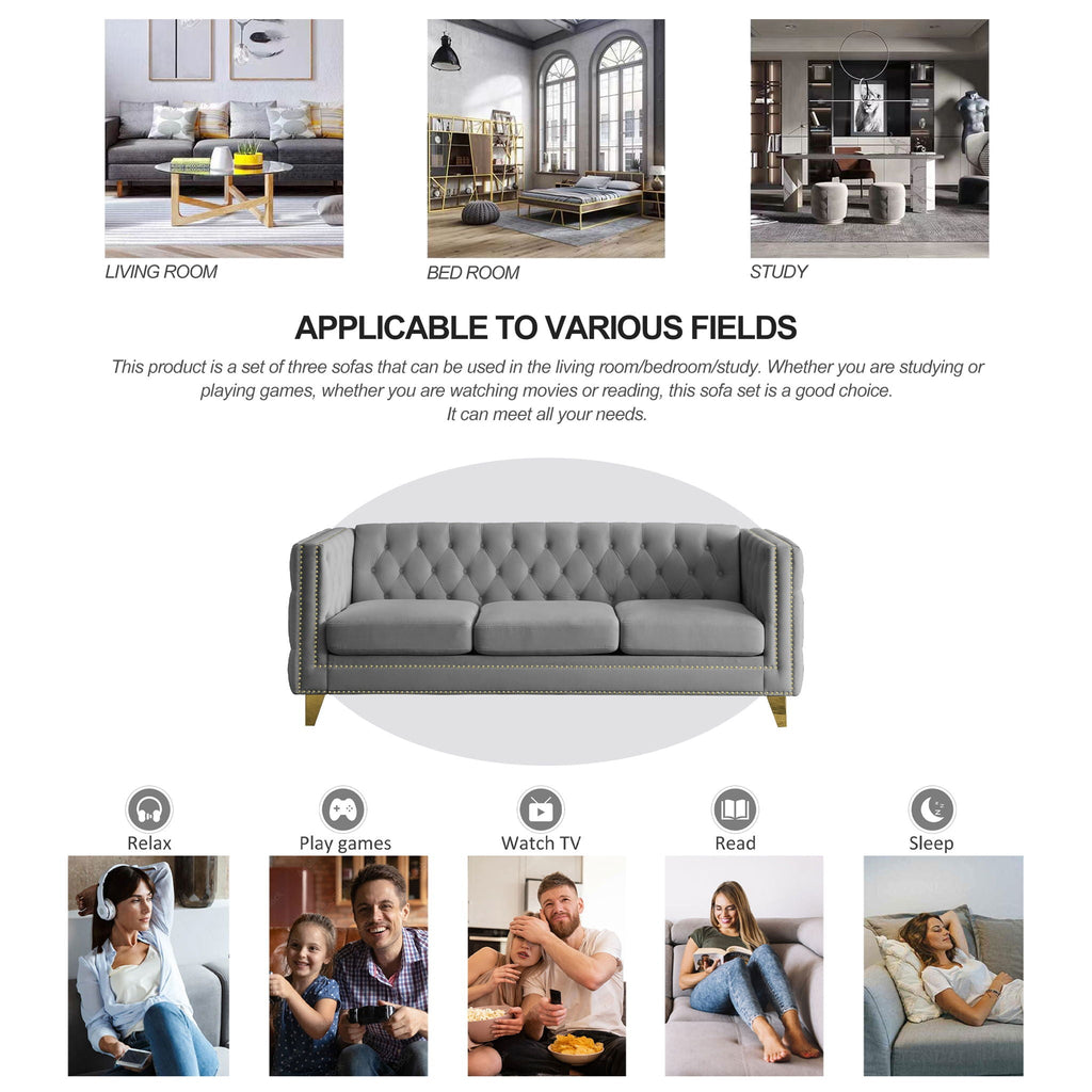 Upholstered Couch Sofa With Button Tufting
