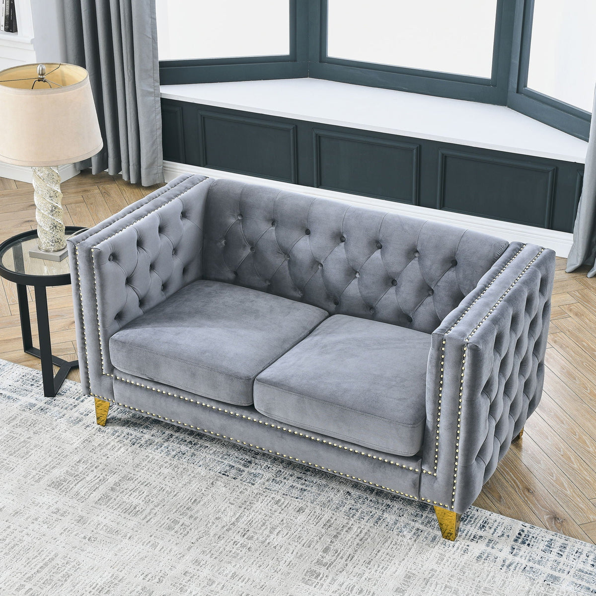 Upholstered Couch Sofa With Button Tufting