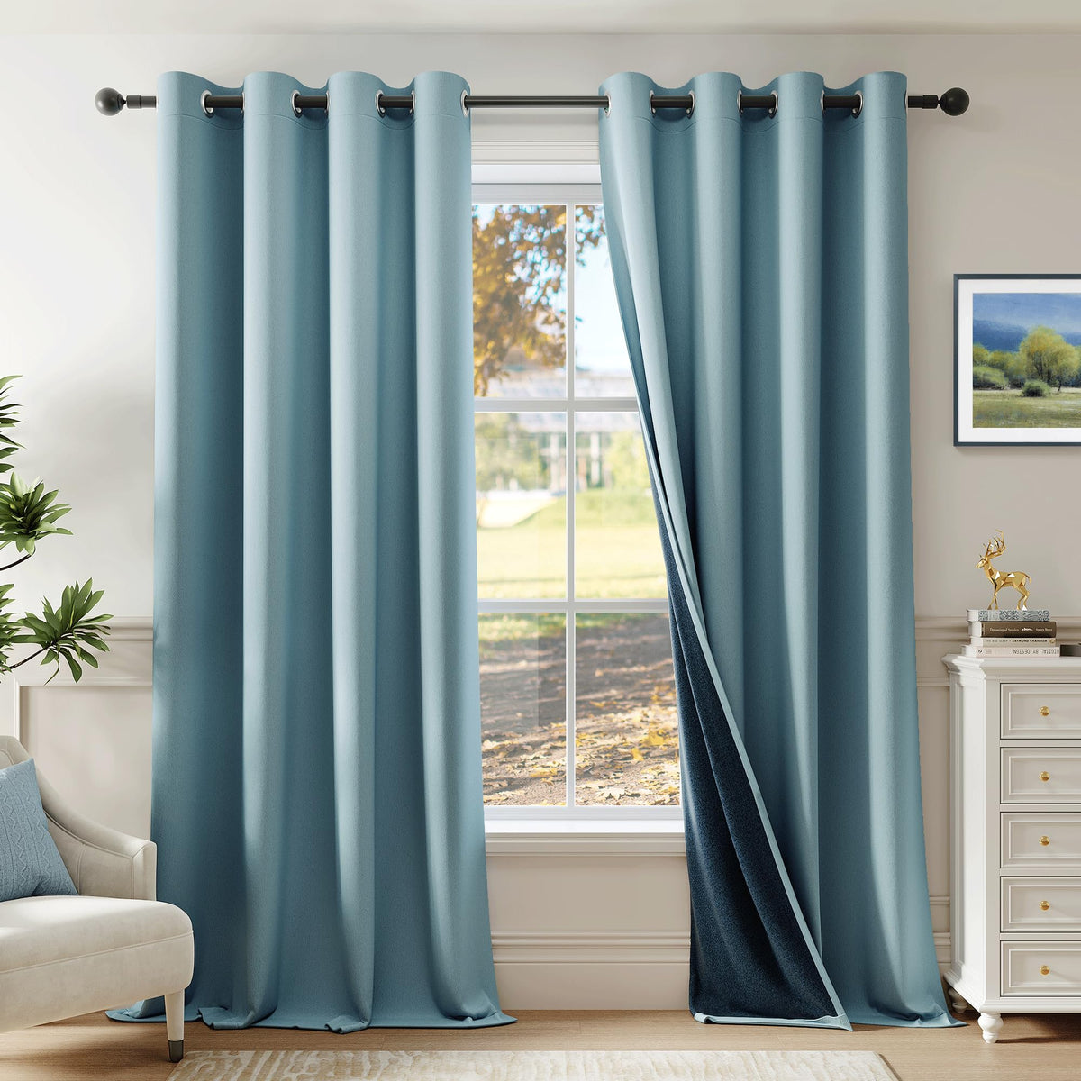 Beauoop 100% Blackout Curtains 84 Inch Long 2 Panels for Bedroom