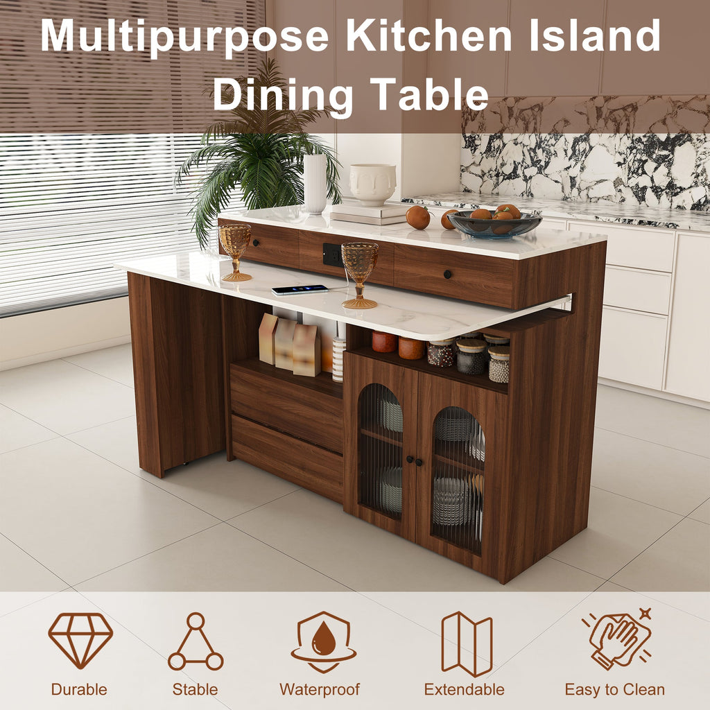 Extendable Kitchen Island with Rotating Table