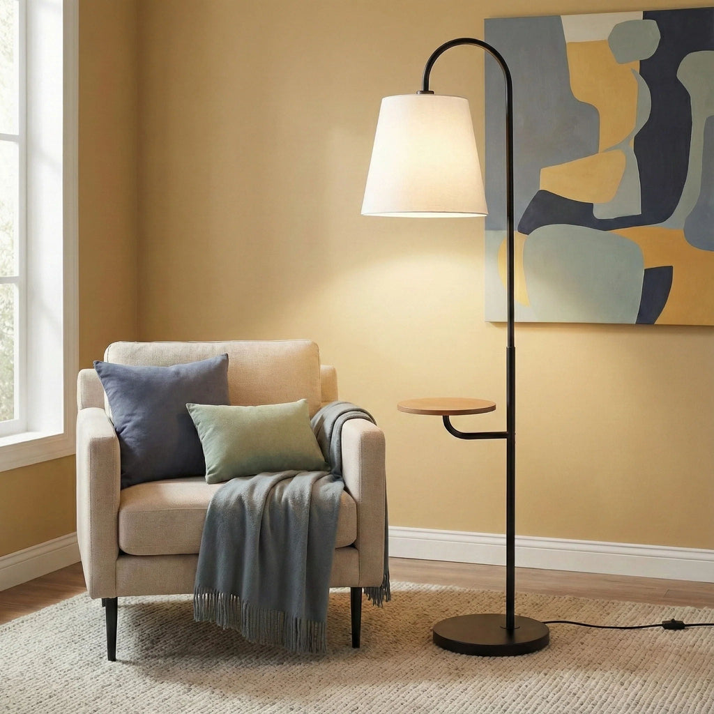 Floor Lamp With Rotary Switch Wood Table Base