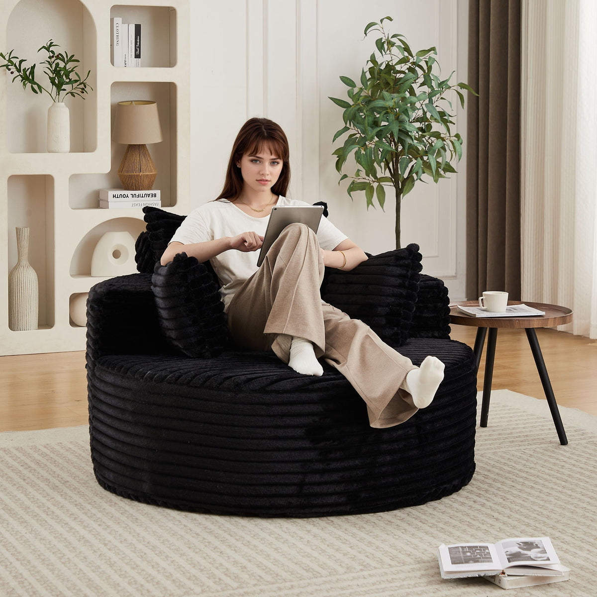 Modern Single Sofa With Backrest Pillow