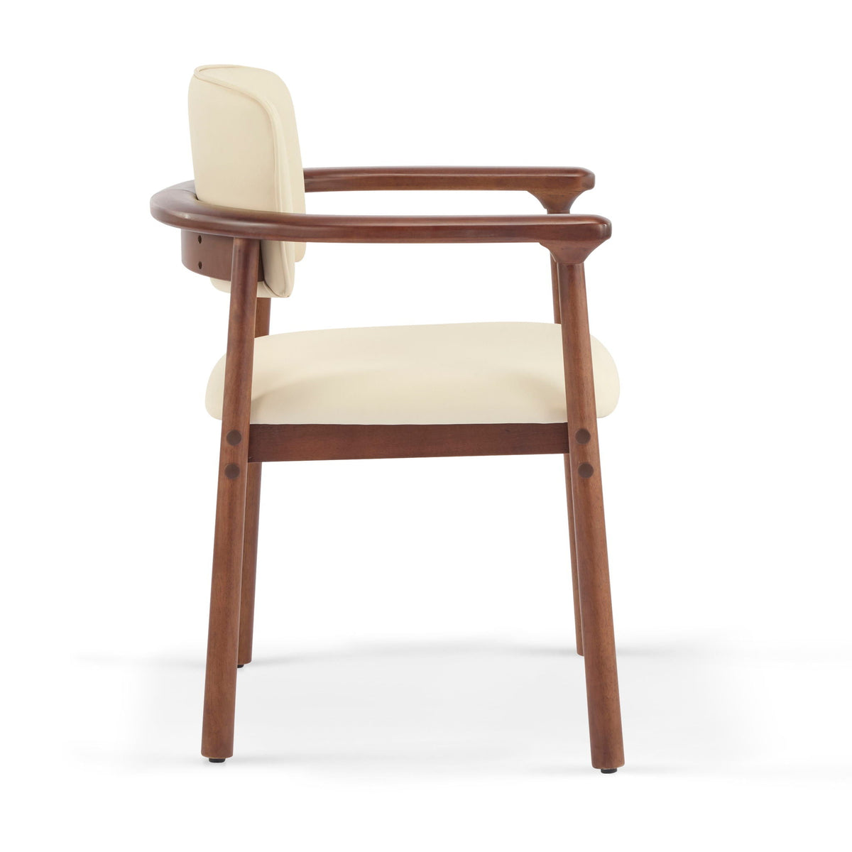 Dining Room Chairs, Set of 2 - Beige / Dark Walnut