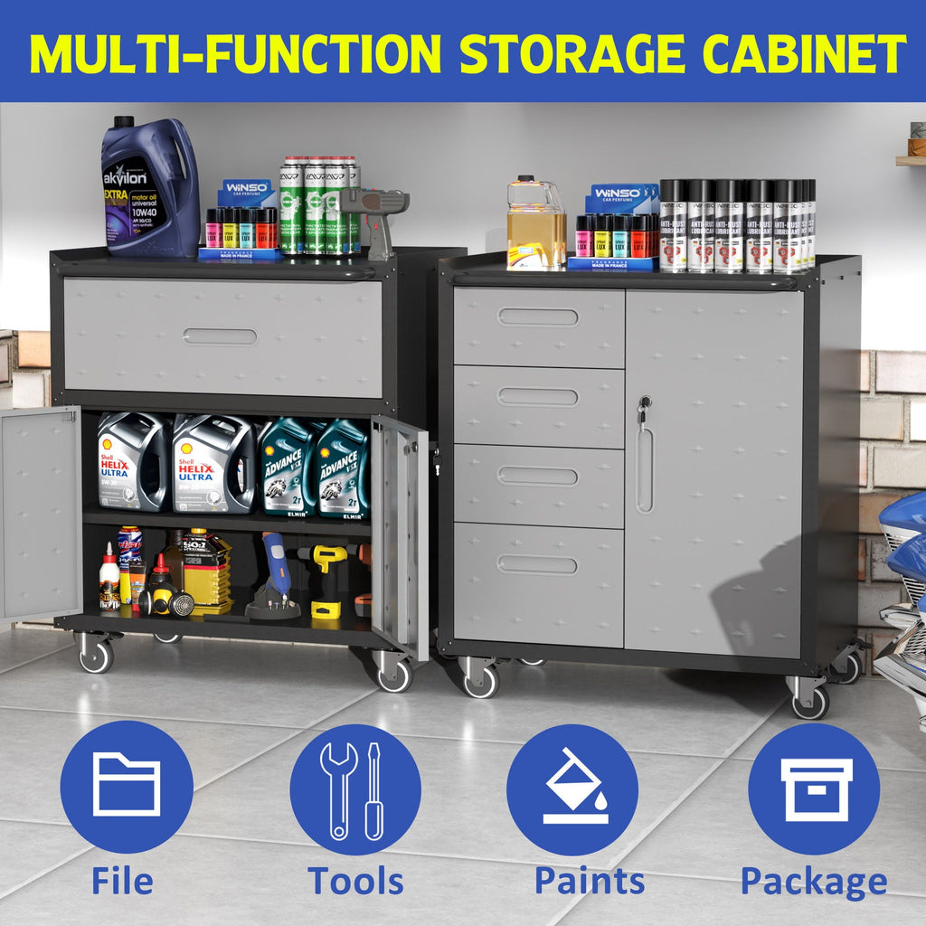 Sturdy Metal Tool Storage Cabinet With Wheels