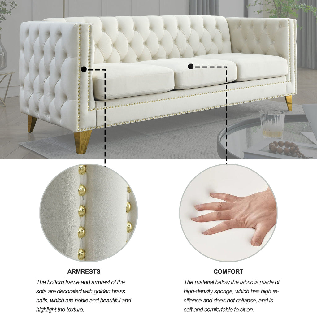 Upholstered Couch Sofa With Button Tufting