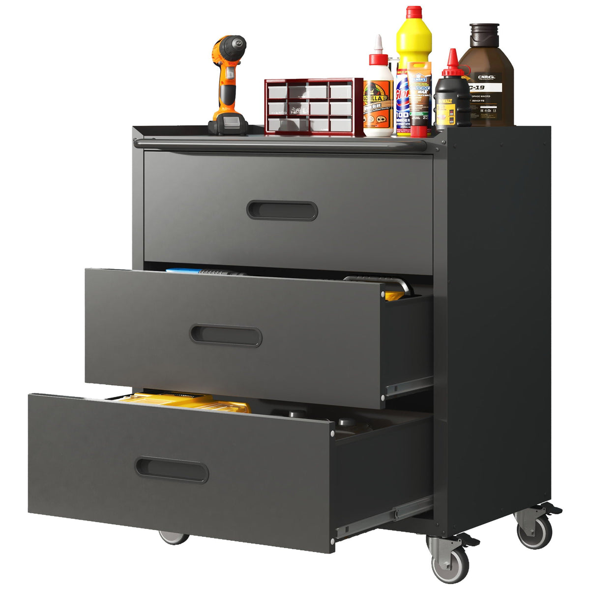 Heavy Duty Metal Storage Cabinet With Wheels 3 Drawer Tool Cabinet