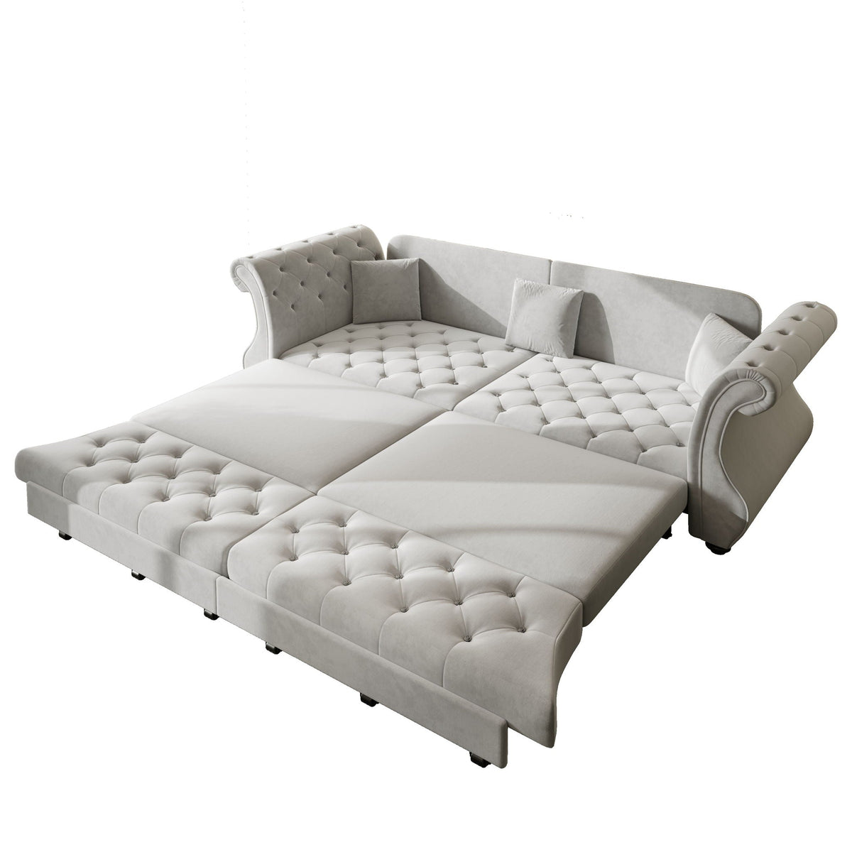 Oversized Chesterfield Pull Out Sofa Bed with Flower Tufting