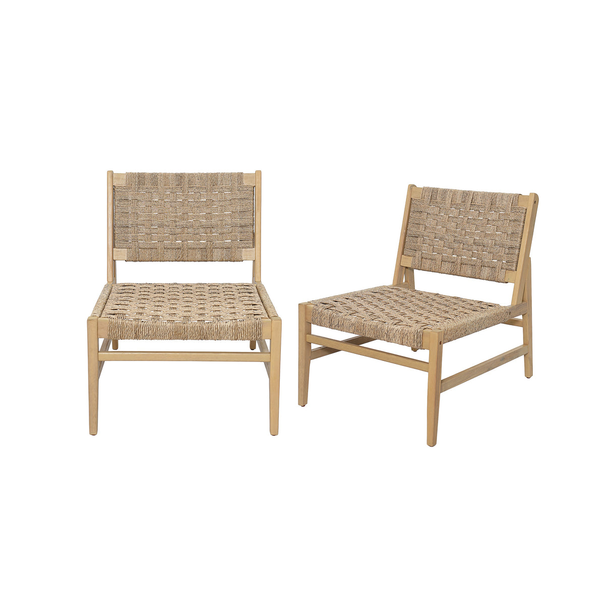 Acacia Wood Patio Club Chair with Wicker - Light Brown or Light Grey