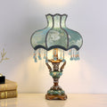 Victorian Floral Table Lamp – Lace Lampshade & Beaded Fringe, Antique Bedside Night Light