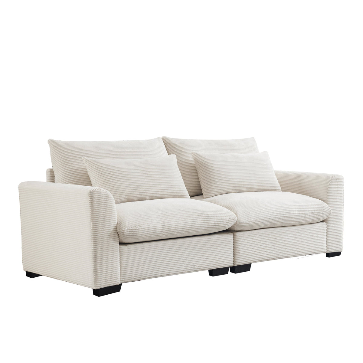 Beige Corduroy Sofa Couch, Deep Seat Couches