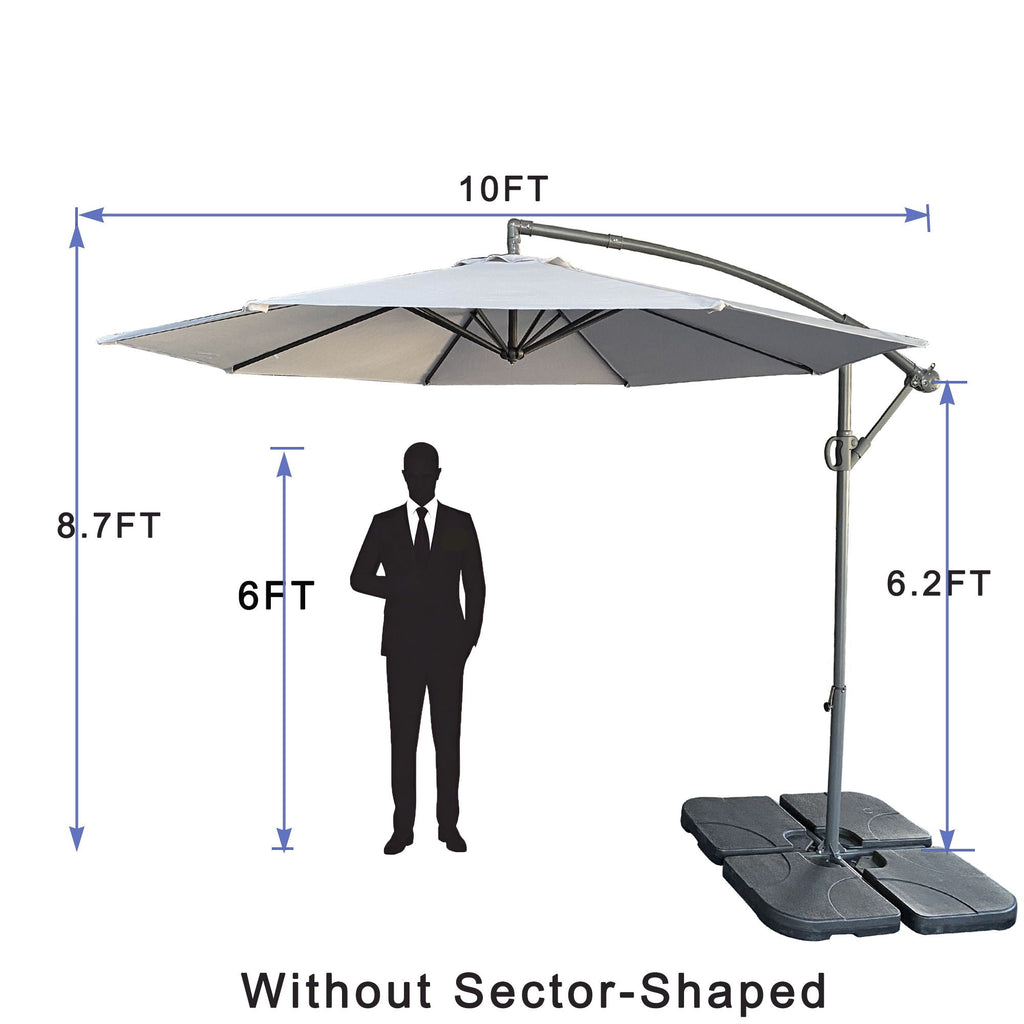 10 Ft Offset Cantilever Umbrella With Crank And Tilt Adjustment For Deck